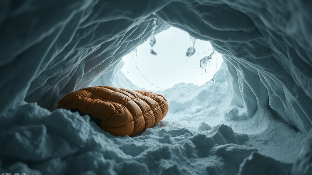 Down sleeping bag moisture collapse in snow caves