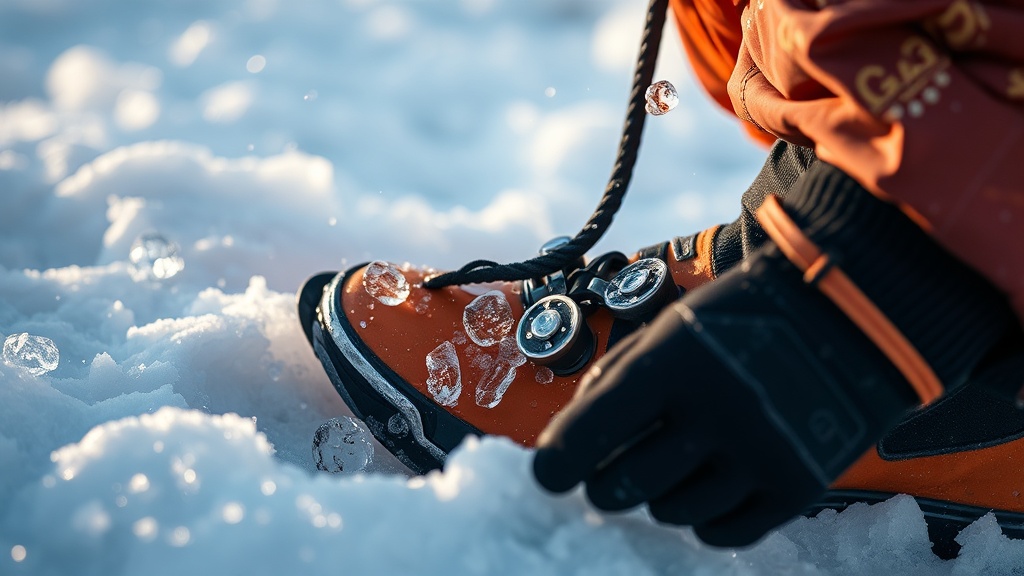 Clearing ice from tech bindings without damaging springs