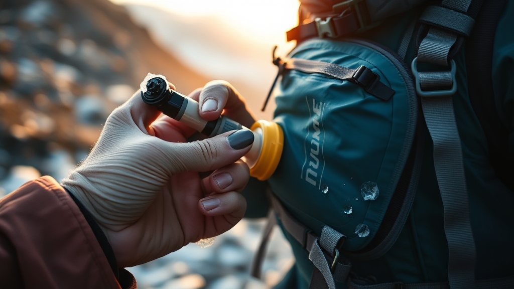 Unclogging a frozen Camelbak bite valve during a hike