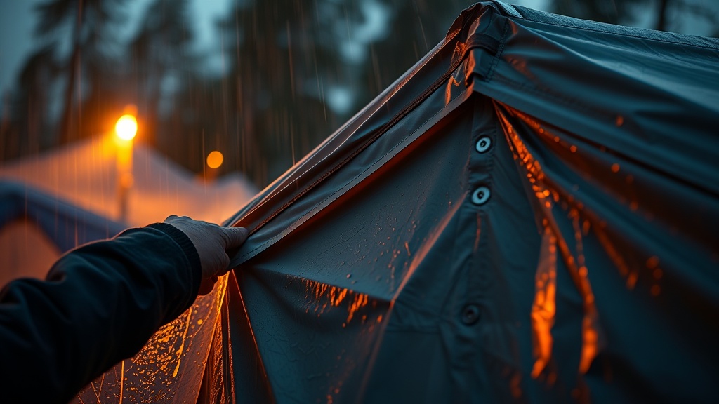 Repairing peeling seam tape on DCF tents in the rain