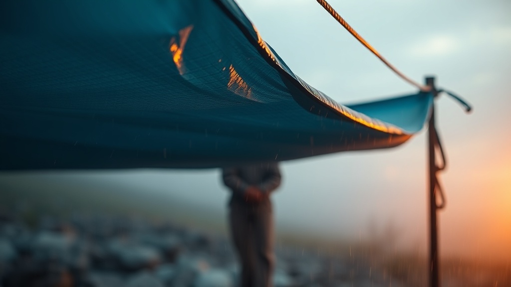 Re-tensioning a wet silnylon tarp to prevent collapse